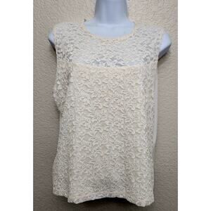 Vintage Clearwater Creek Ivory Lace Lined Sleeveless Top Large Lightweight Soft
